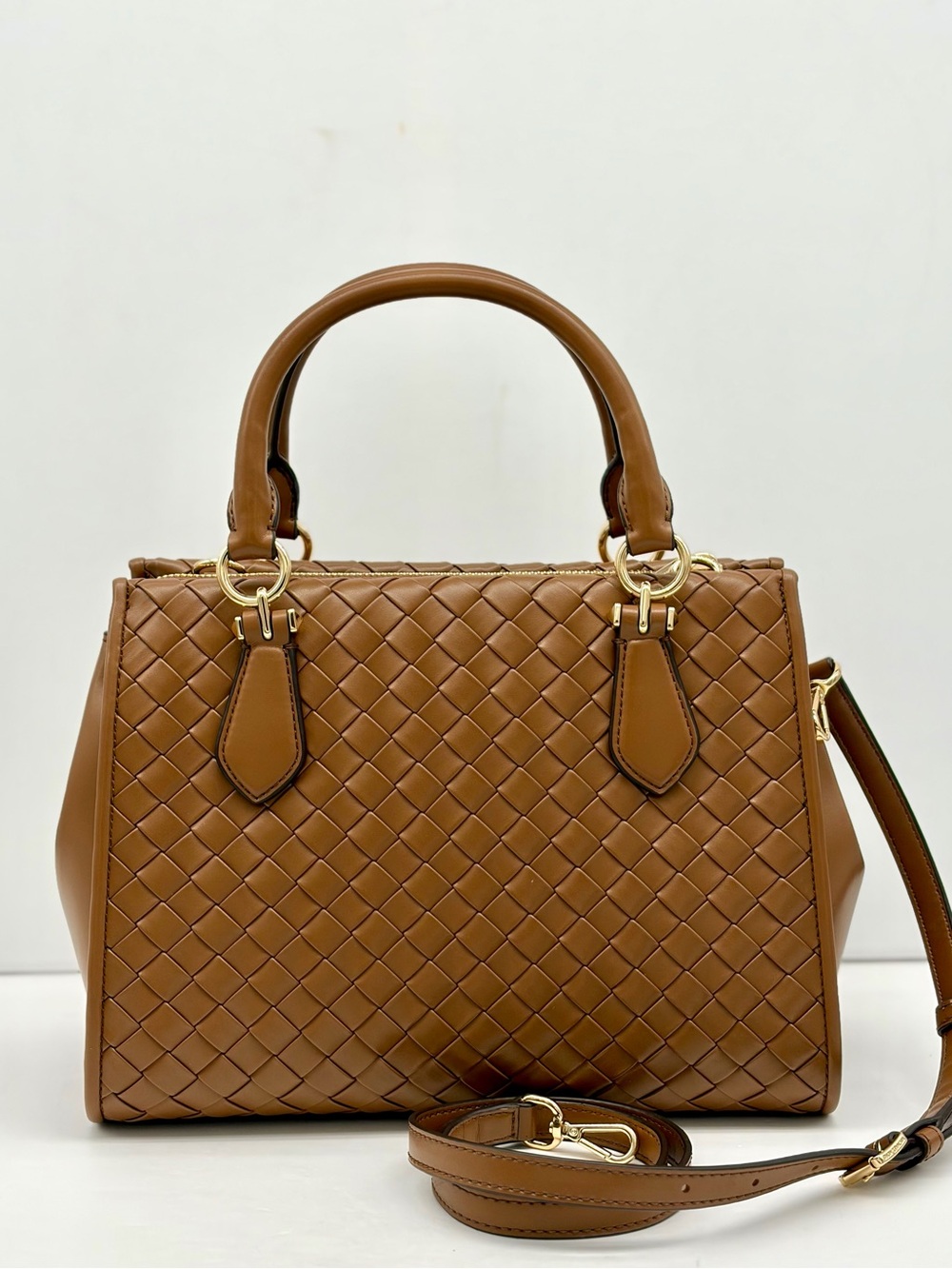 MICHAEL KORS Marilyn Medium Woven Satchel Crossbody Luggage - Picture 4 of 14
